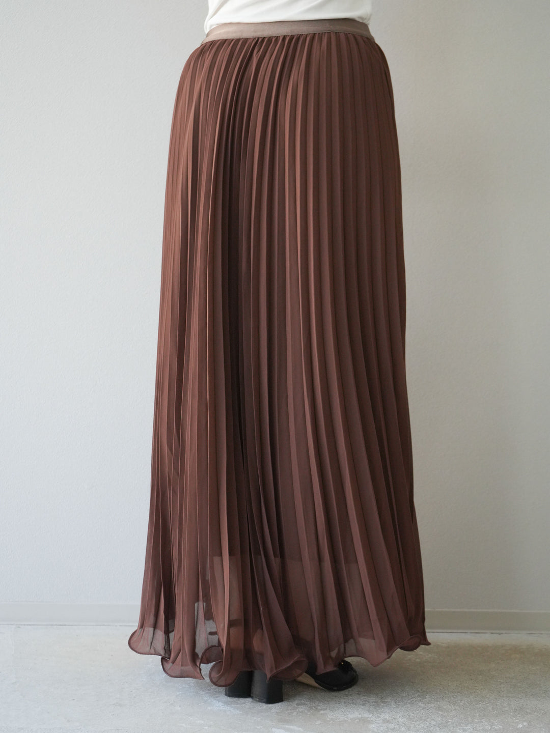 [予約]シフォンプリーツパイピングスカート/ブラウン