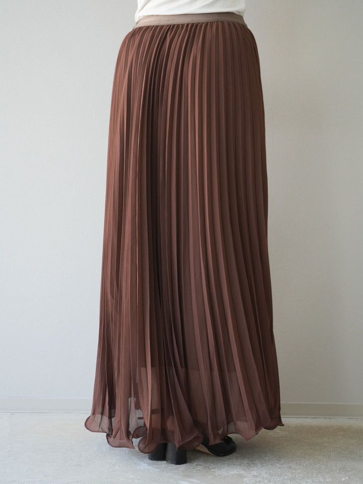 [予約]シフォンプリーツパイピングスカート/ブラウン