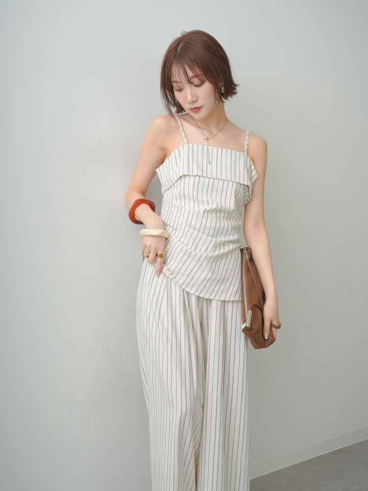 [SET]ストライプアシメキャミソール+ストライプタックワイドパンツ(2set)