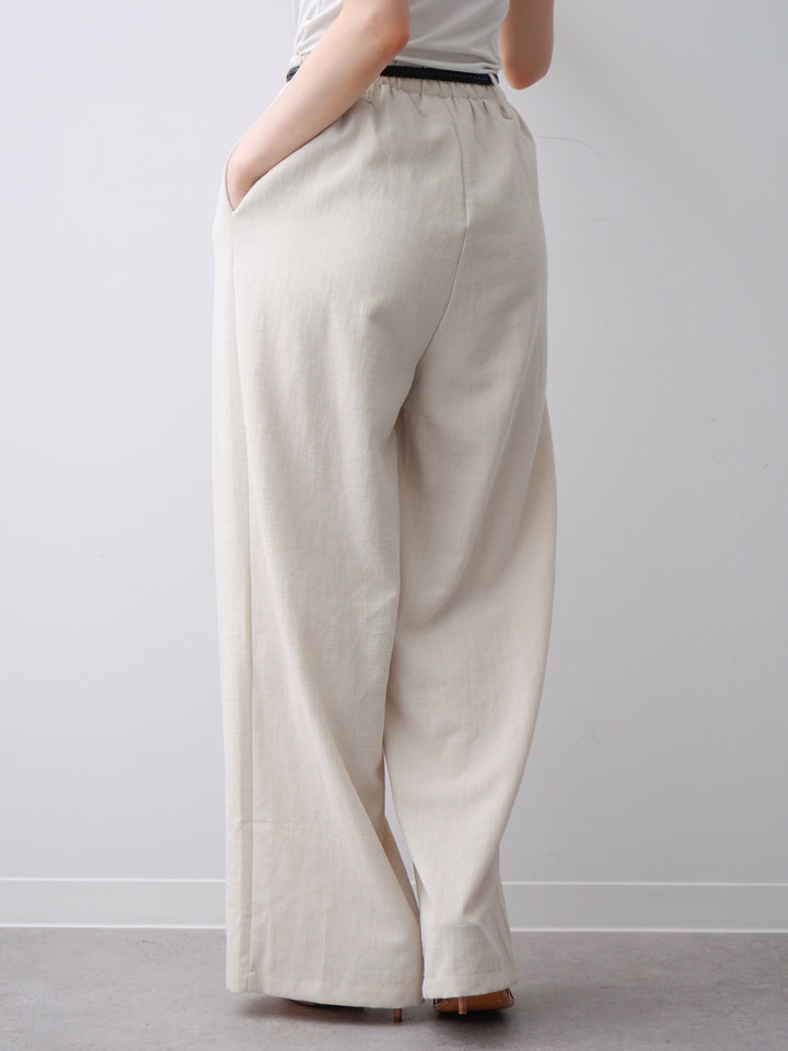 [予約]メッシュベルト付リネンライクパンツ/beige
