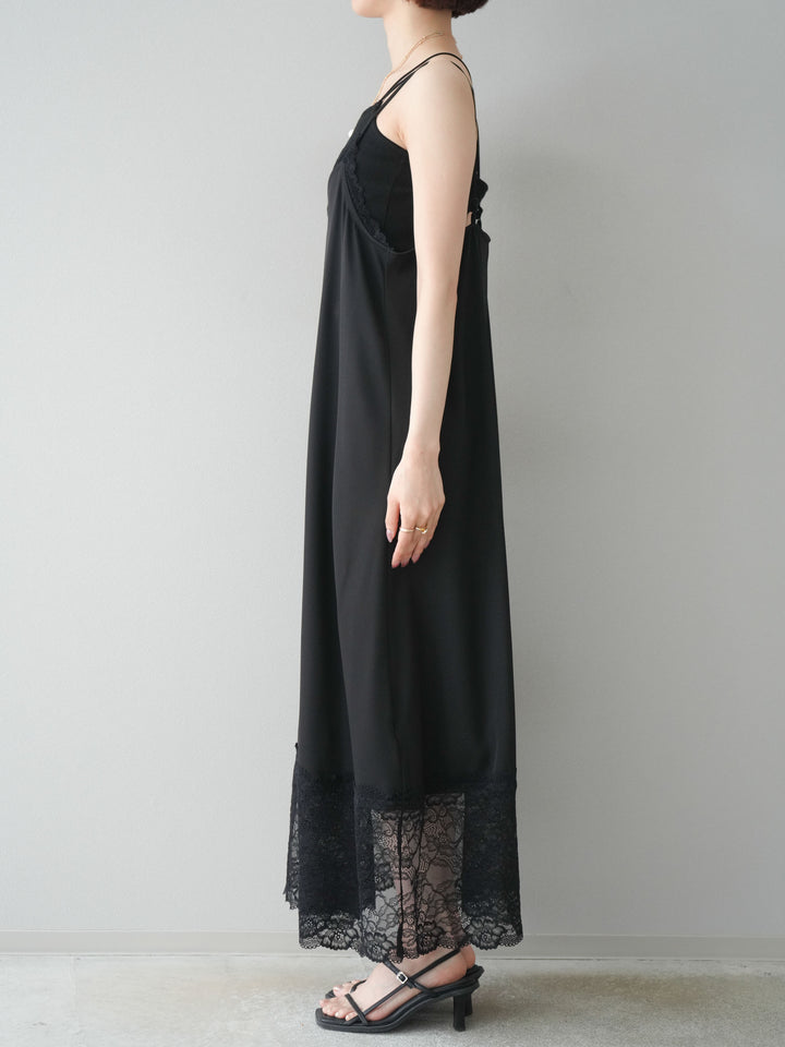 【預購】蕾絲疊層吊帶裙/黑色