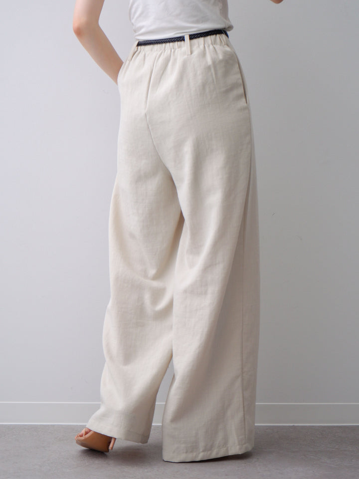 [予約]メッシュベルト付リネンライクパンツ/beige