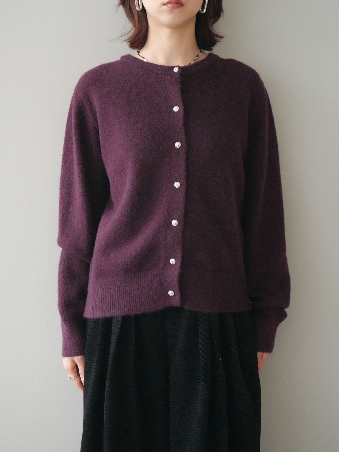 [予約]アンティークボタンニットカーディガン/purple