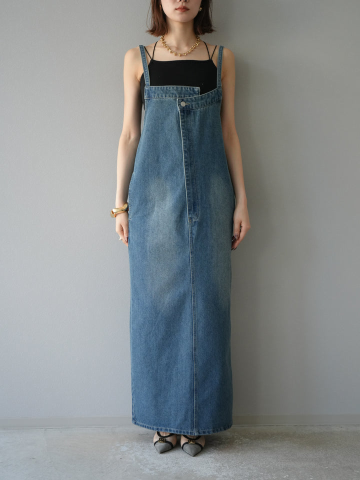 【預購】不對稱牛仔洋裝/藍色