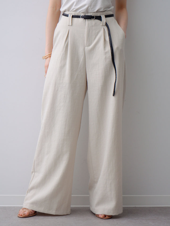 [予約]メッシュベルト付リネンライクパンツ/beige