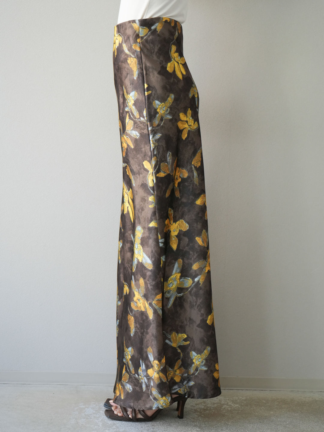 [予約]フラワーサテンスカート/イエロー