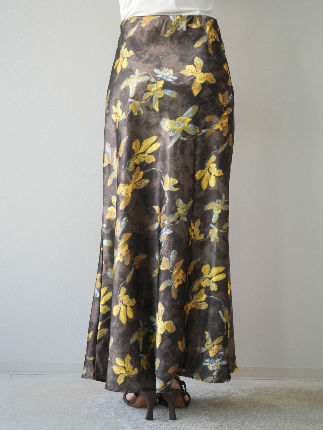 [予約]フラワーサテンスカート/イエロー