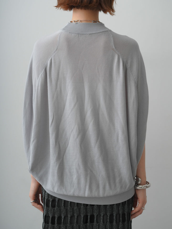 [予約]ボトルネックドロップショルダーニットトップス/grey