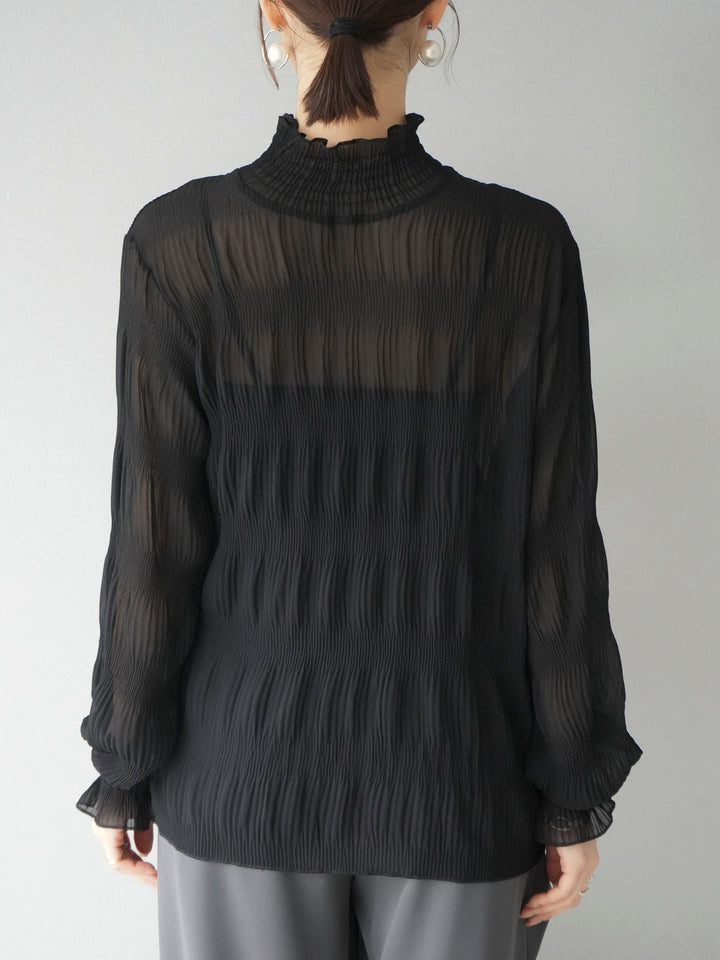 [Pre-order] Shirring Chiffon Blouse/Black