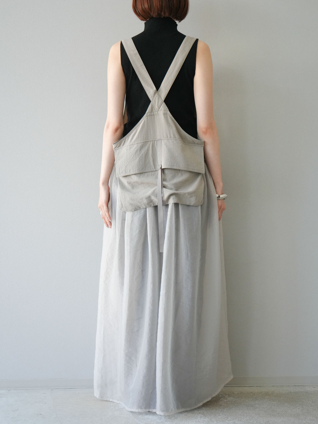 [予約]タクティカルベストオーガンザワンピース/グレージュ