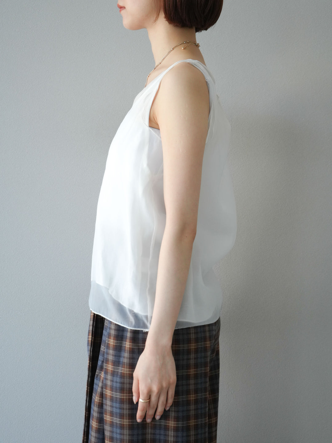 [予約]オーガンジーレイヤードタンクトップ/ホワイト