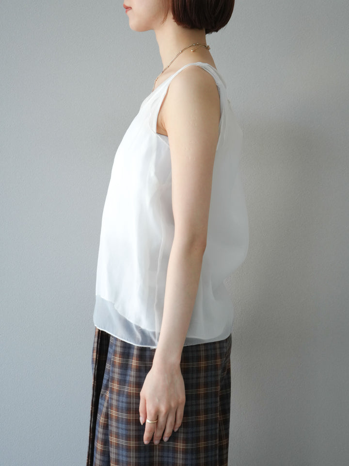 [予約]オーガンジーレイヤードタンクトップ/ホワイト