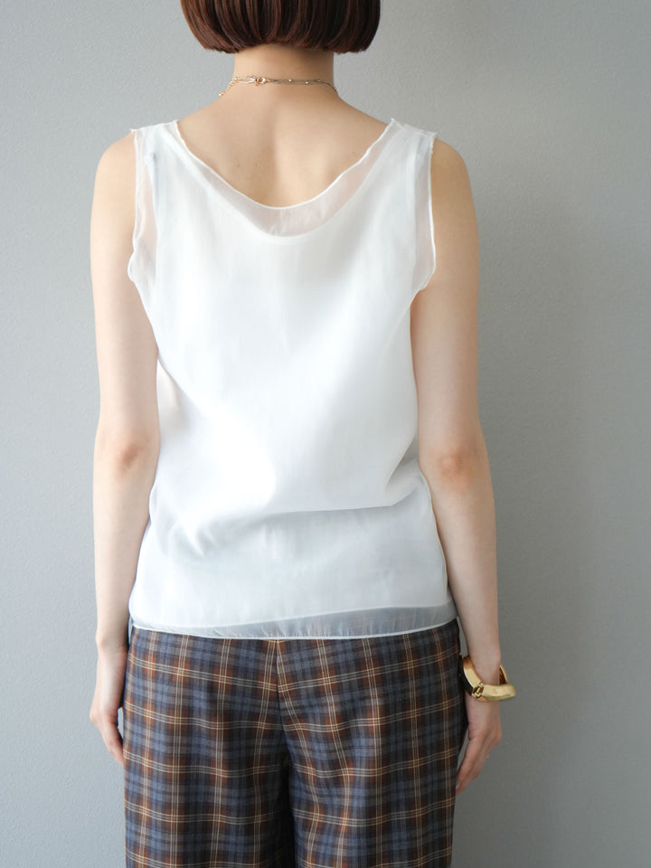[予約]オーガンジーレイヤードタンクトップ/ホワイト