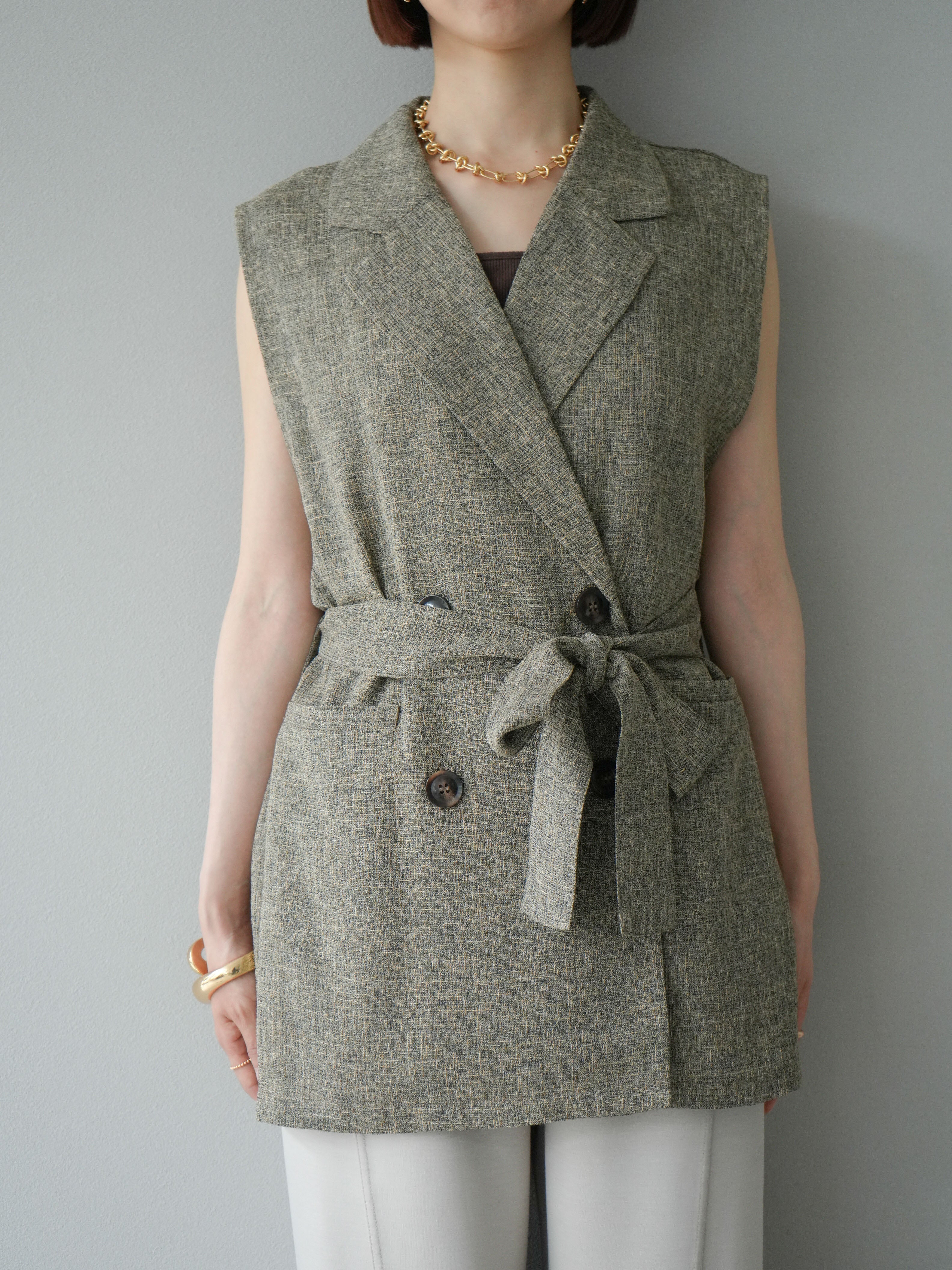 予約]ミックスツイードジレ/ブラウン – Lumier