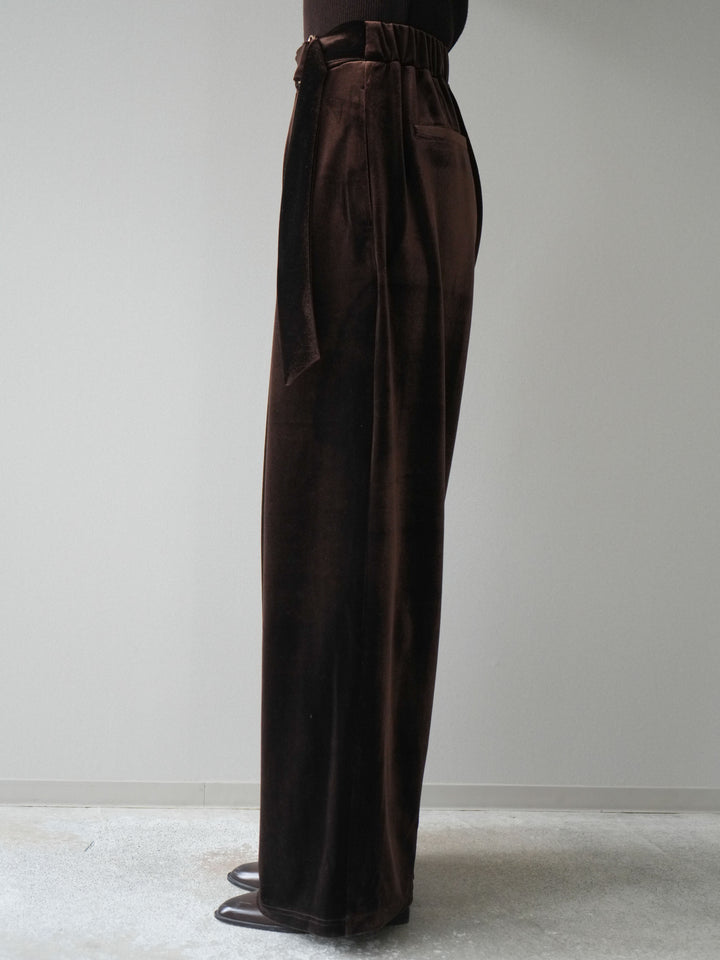 [予約]ベロアベルトスリムパンツ/brown