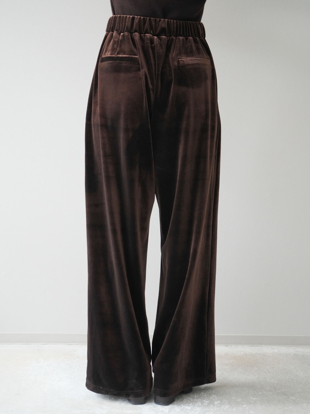 [予約]ベロアベルトスリムパンツ/brown