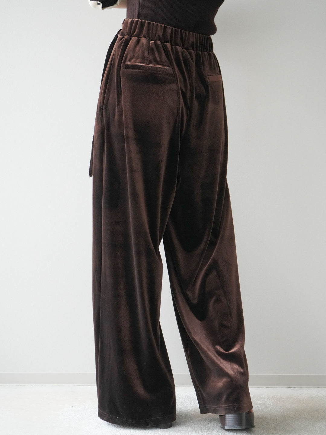 [予約]ベロアベルトスリムパンツ/brown