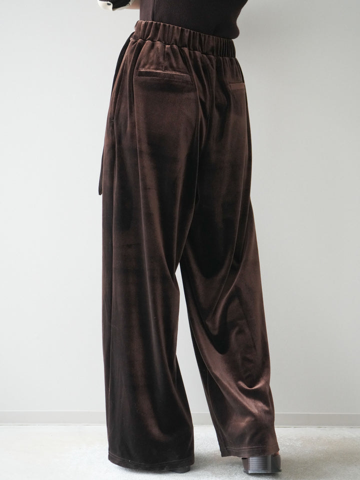 [予約]ベロアベルトスリムパンツ/brown