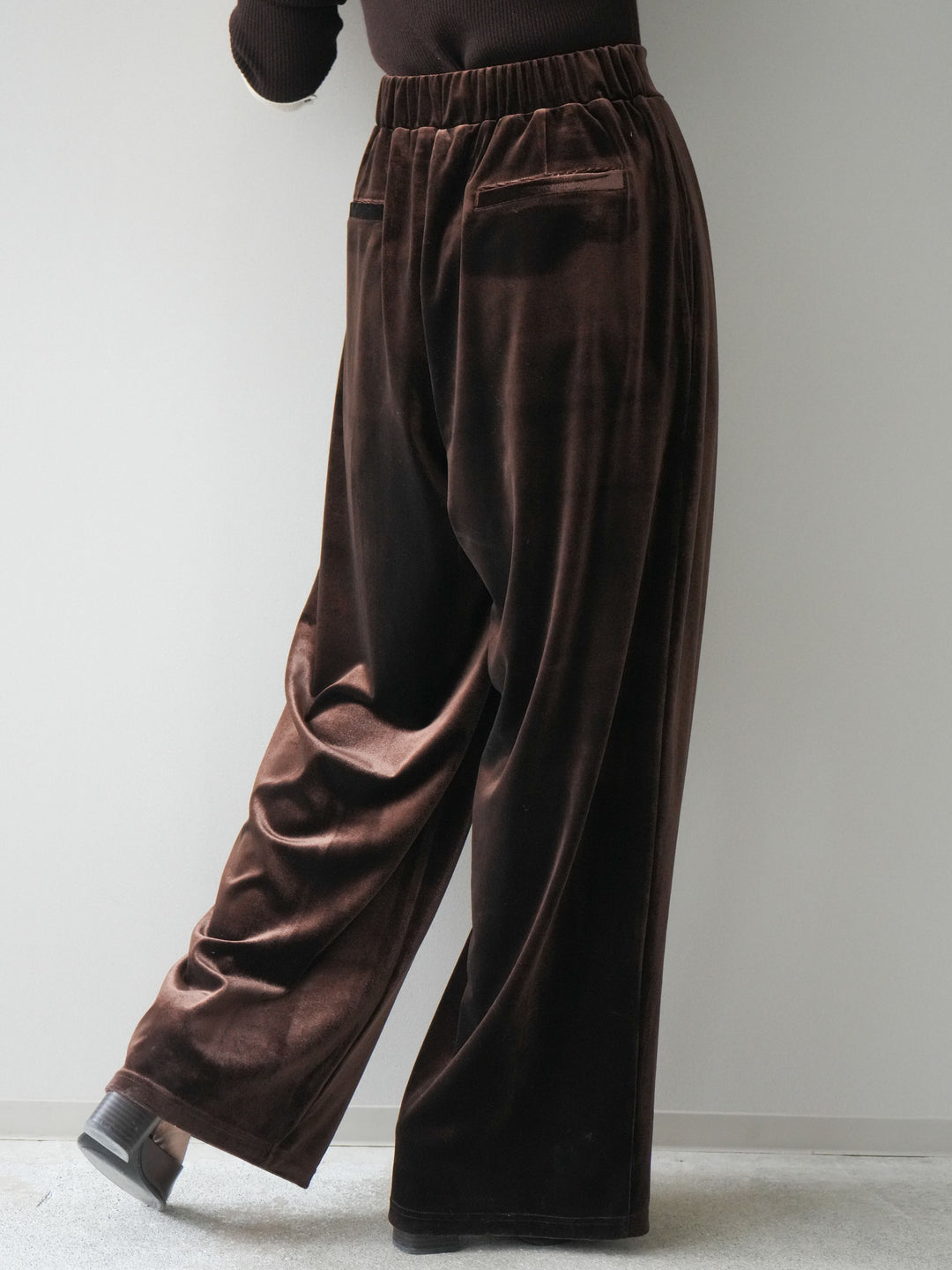 [予約]ベロアベルトスリムパンツ/brown