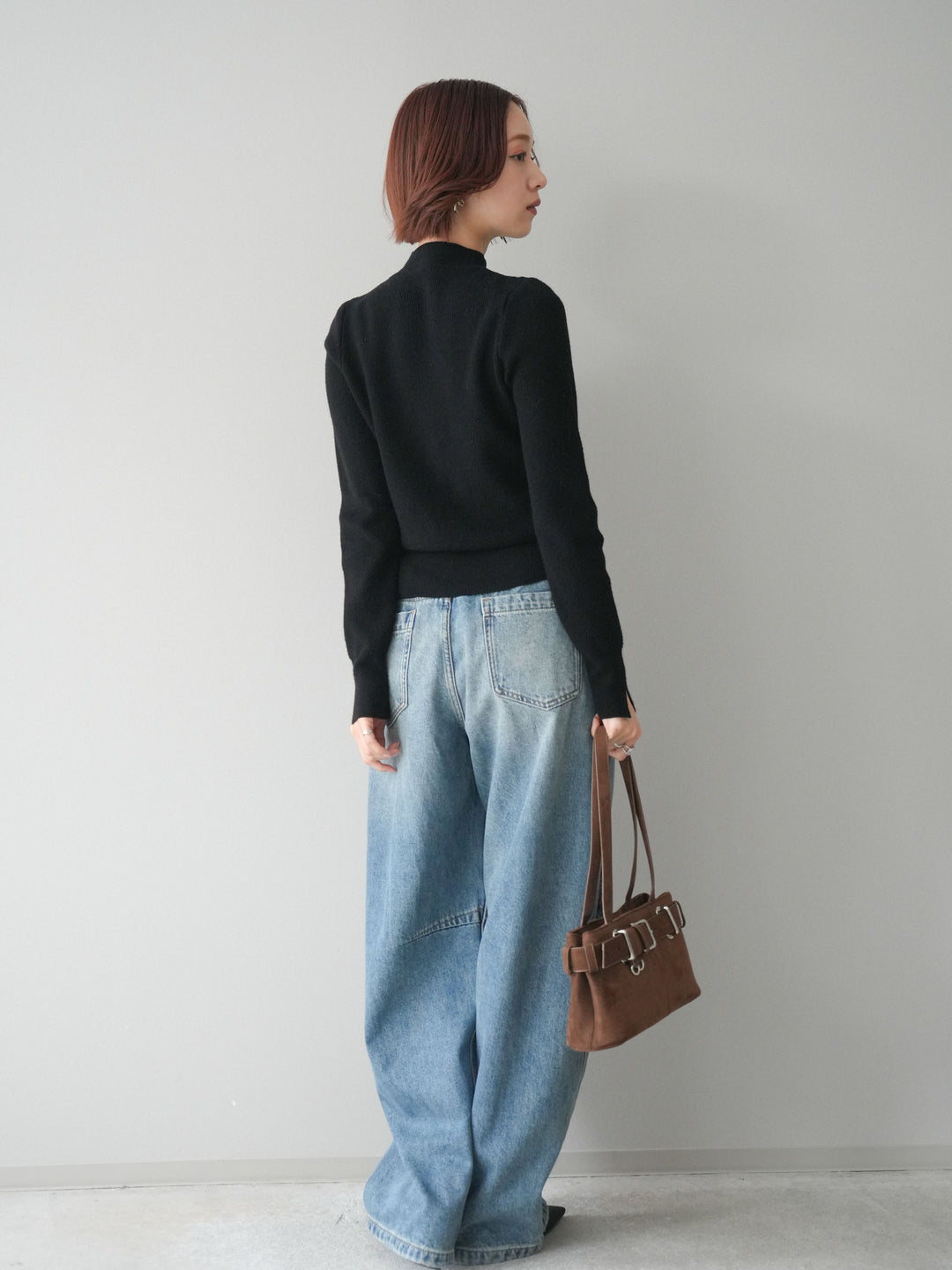 [予約]ベルト付3Dカーブデニムパンツ/blue