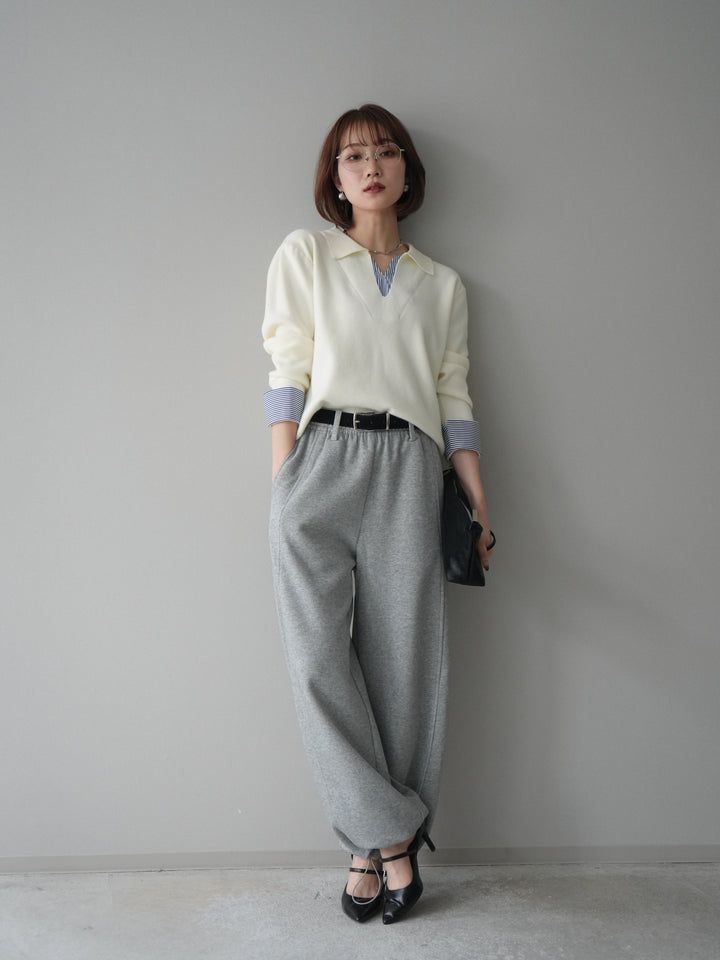 [予約]ベルト付裾ドロストスエットパンツ/lightgray