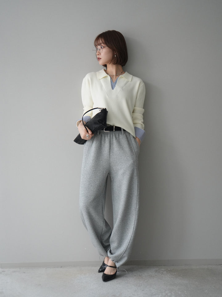 [予約]ベルト付裾ドロストスエットパンツ/lightgray