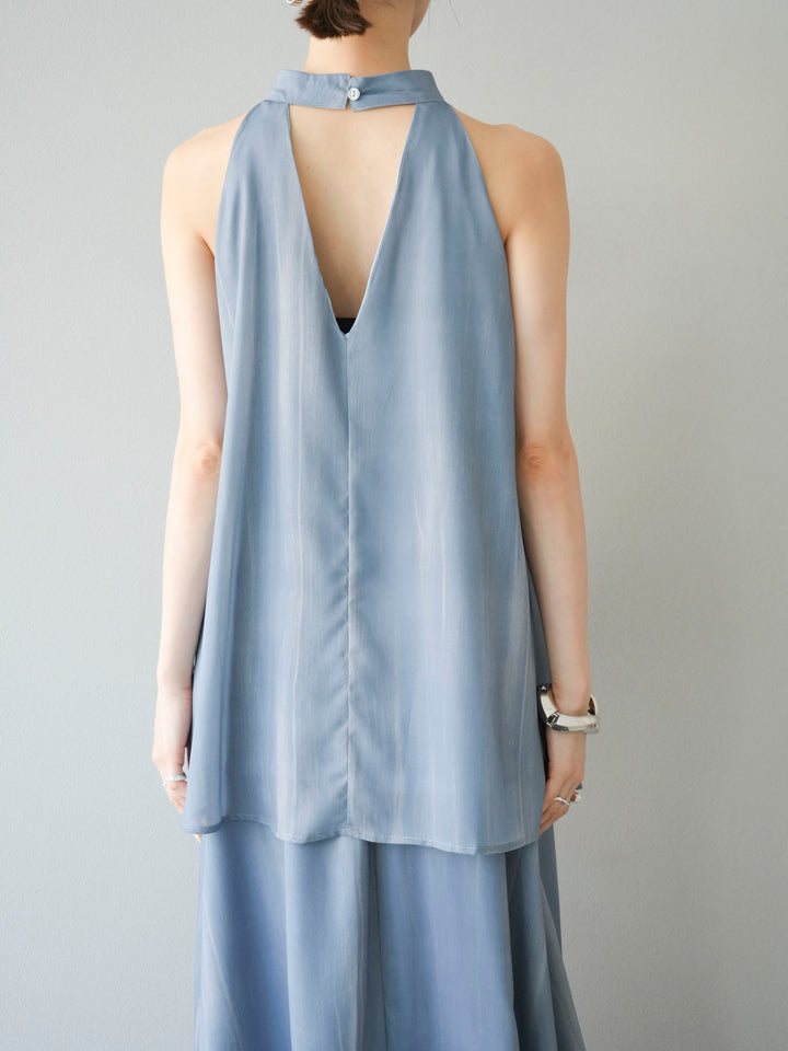 [SET] 細膩花紋V領襯衫＆喇叭裙（2套）