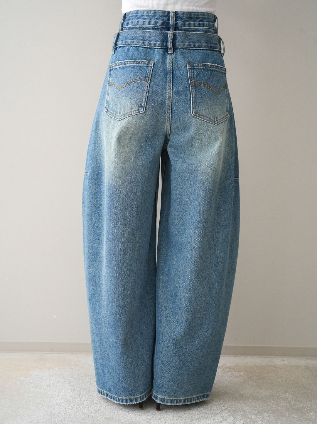 [予約]アシメデザインワイドデニムパンツ/blue