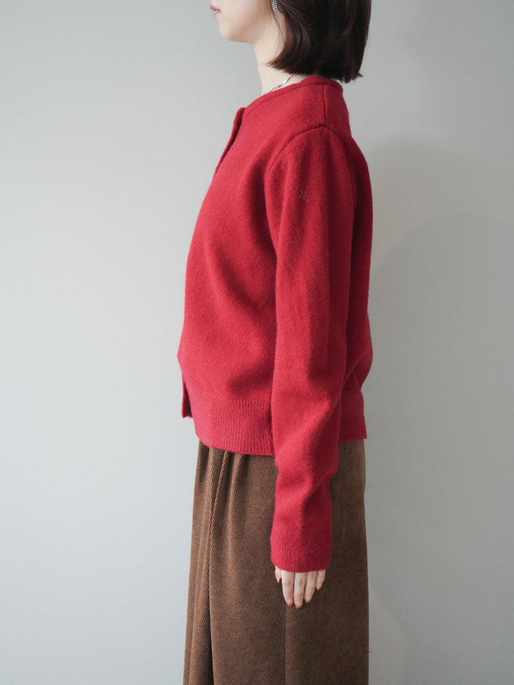 [予約]アンティークボタンニットカーディガン/red