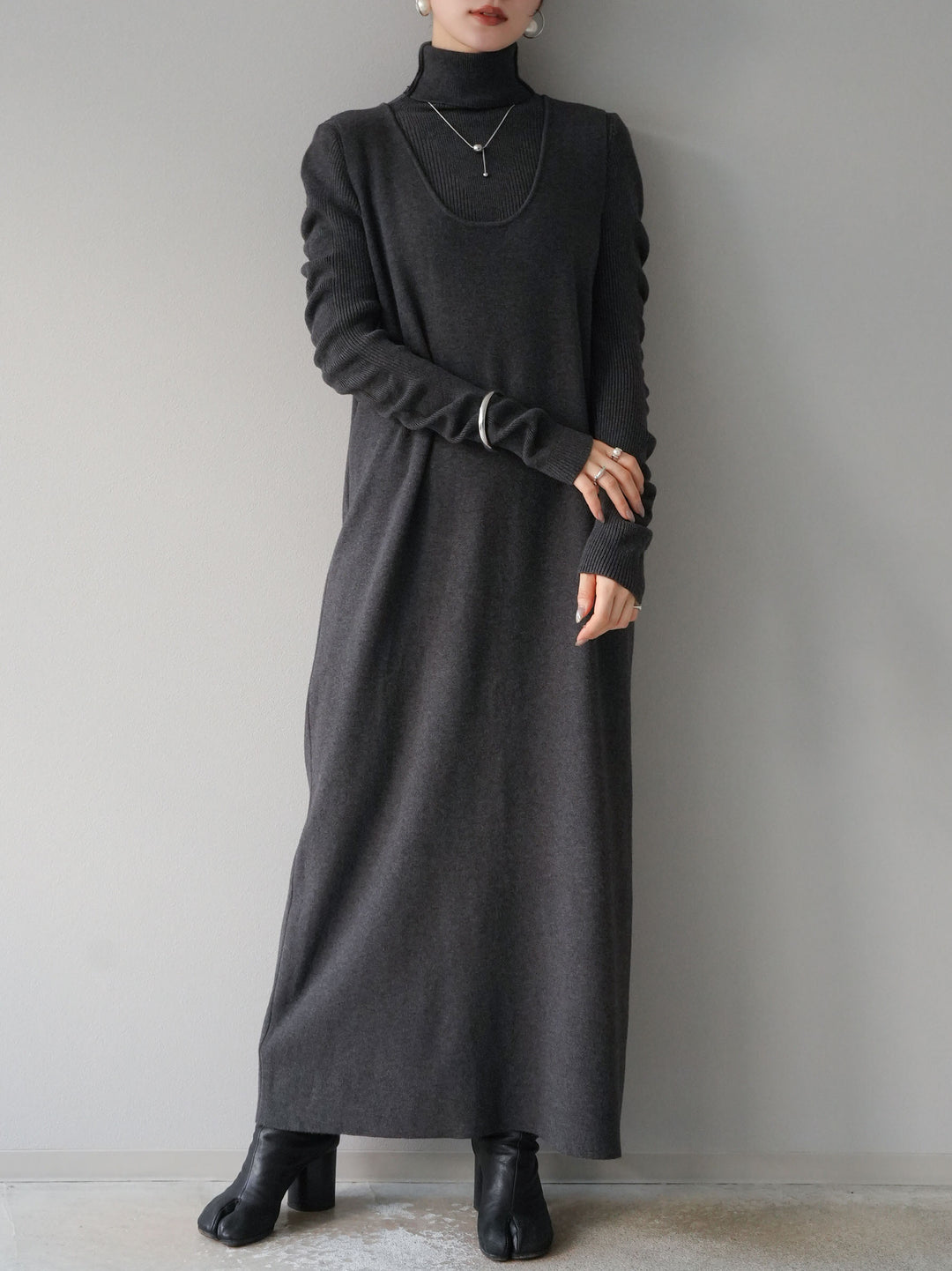 [SET] 設計袖高領針織＆無袖套裝 + 設計袖高領針織＆無袖套裝 (2set)