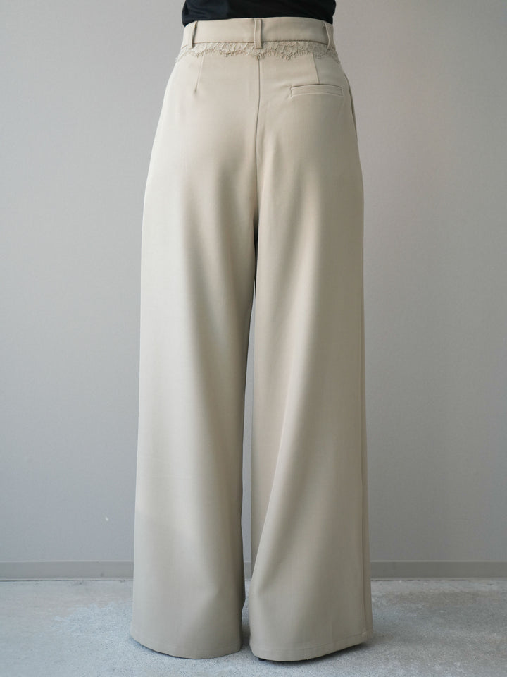 [予約]ウエストレースタックワイドパンツ/ivory