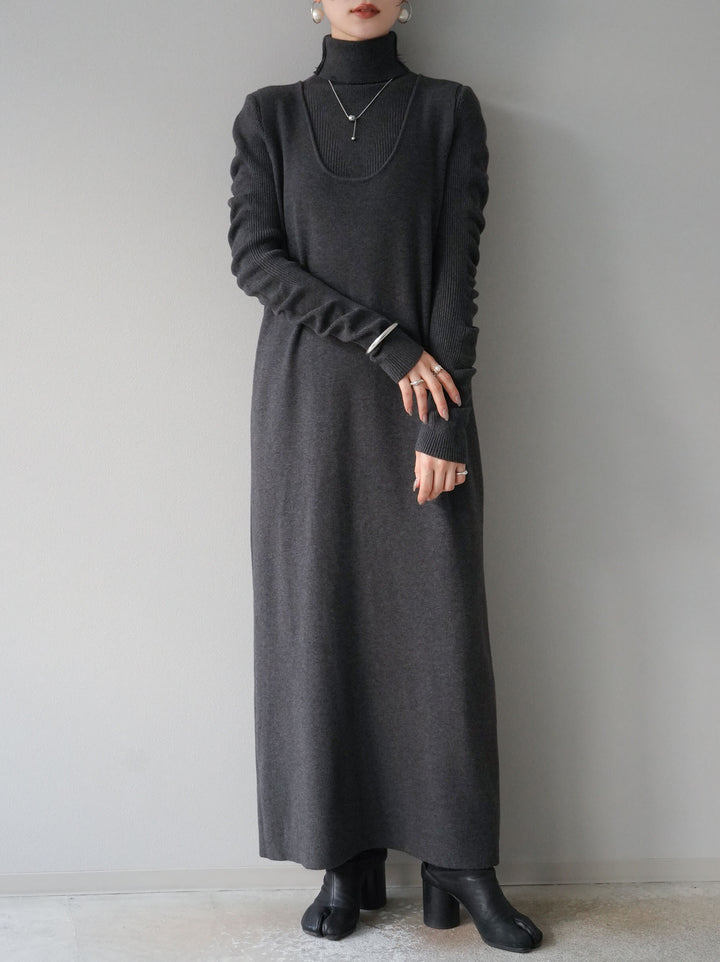 [SET] 設計袖高領針織＆無袖套裝 + 設計袖高領針織＆無袖套裝 (2set)