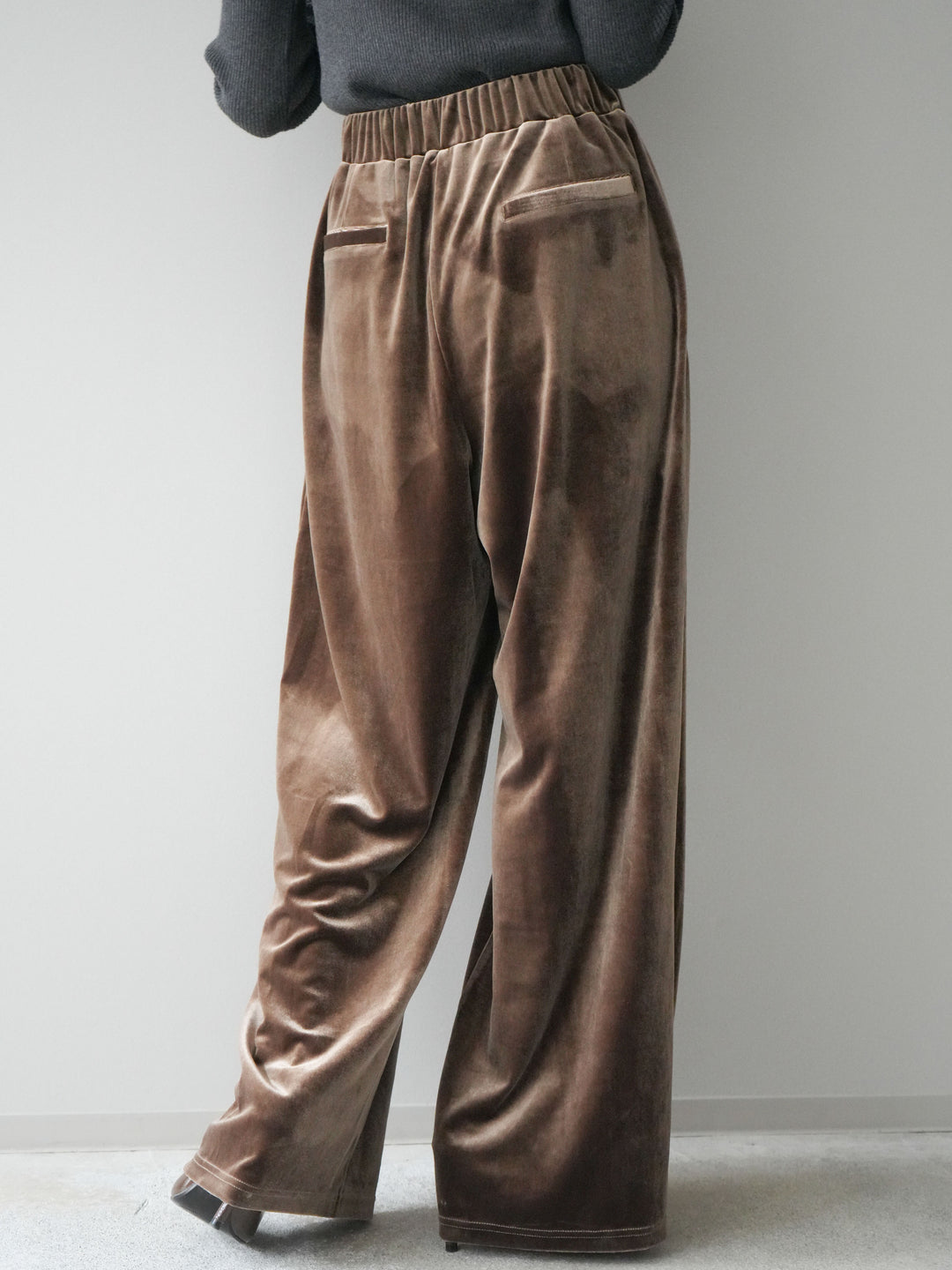 [予約]ベロアベルトスリムパンツ/camel