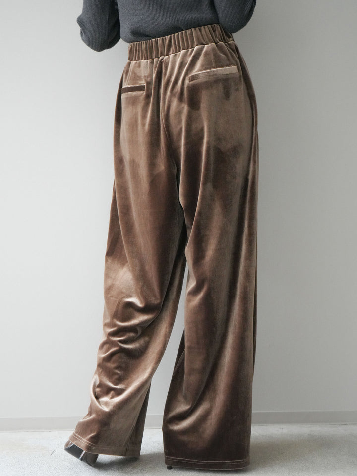 [予約]ベロアベルトスリムパンツ/camel