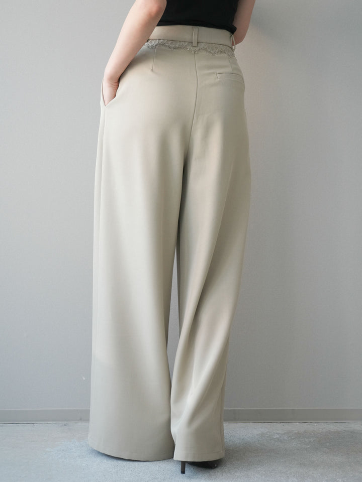 [予約]ウエストレースタックワイドパンツ/ivory