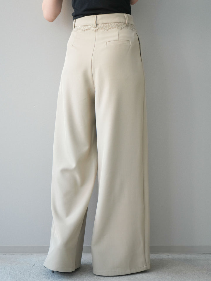 [予約]ウエストレースタックワイドパンツ/ivory