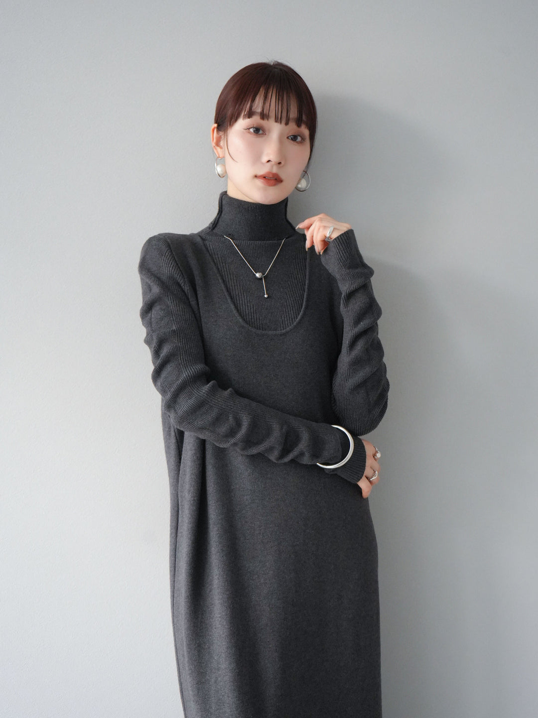 [SET] 設計袖高領針織＆無袖套裝 + 設計袖高領針織＆無袖套裝 (2set)