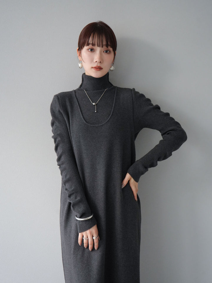 [SET] 設計袖高領針織＆無袖套裝 + 設計袖高領針織＆無袖套裝 (2set)