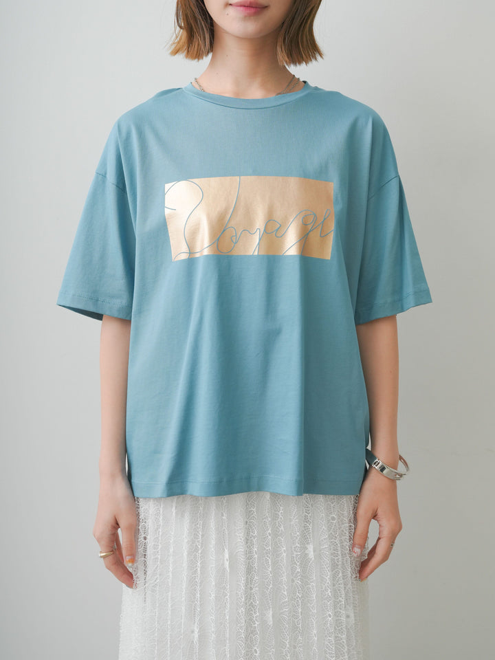[予約]箔プリントボックスTEE/blue