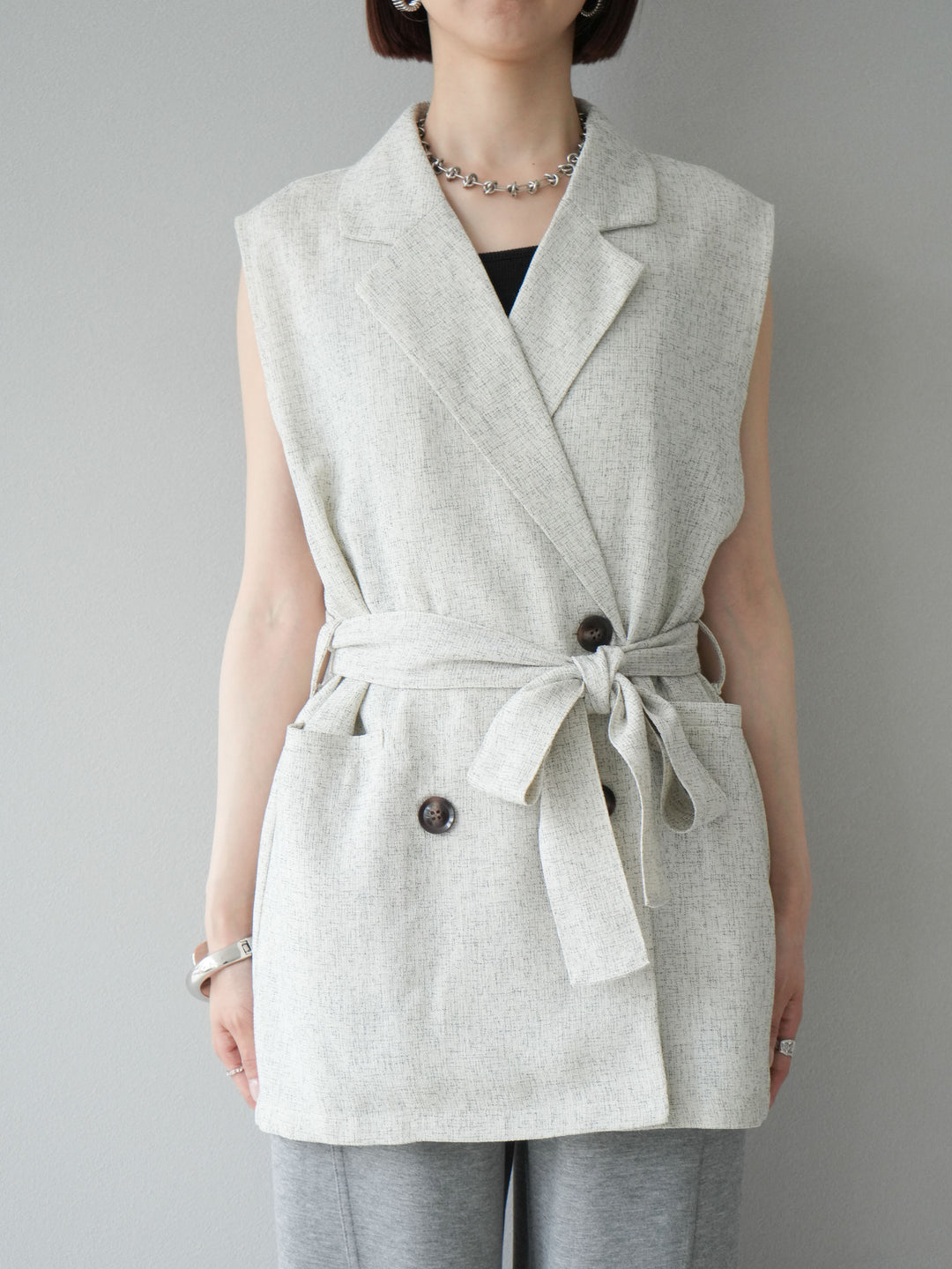 [予約]ミックスツイードジレ/アイボリー