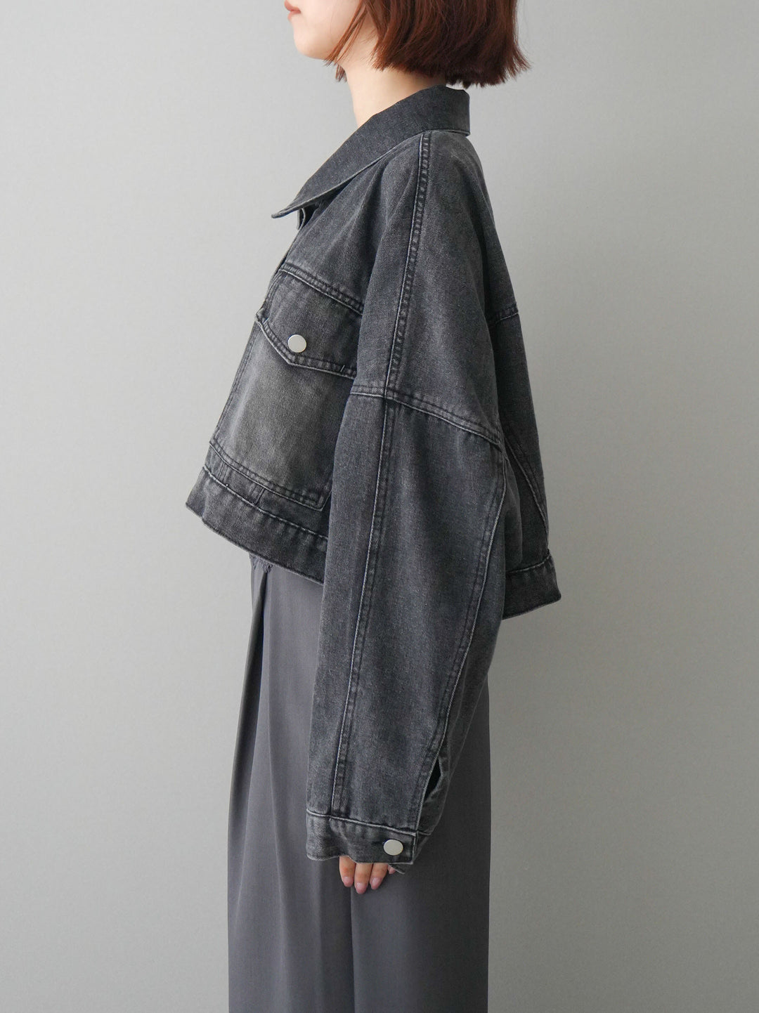 [予約]デニムショートシャツジャケット/black