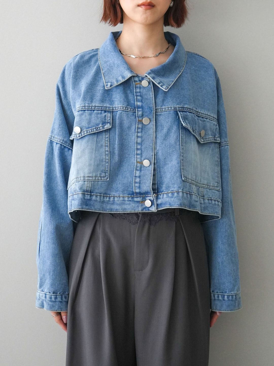 [予約]デニムショートシャツジャケット/blue