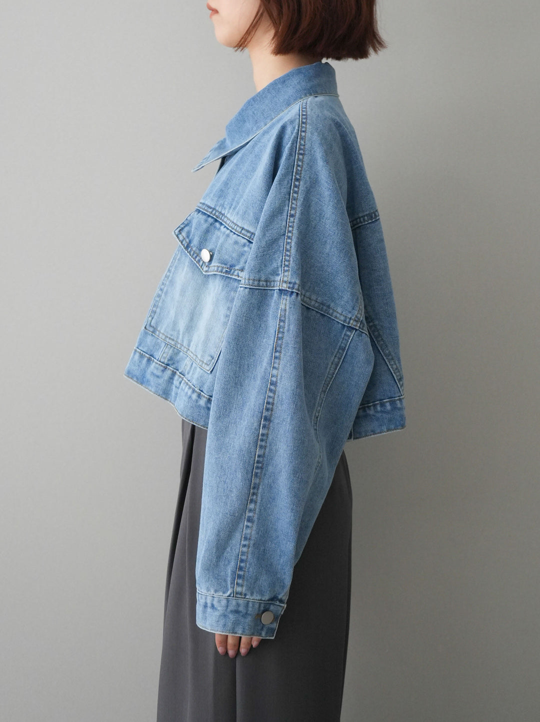 [予約]デニムショートシャツジャケット/blue