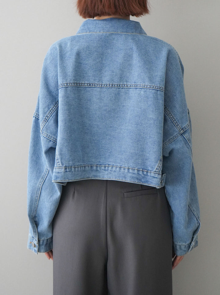 [予約]デニムショートシャツジャケット/blue