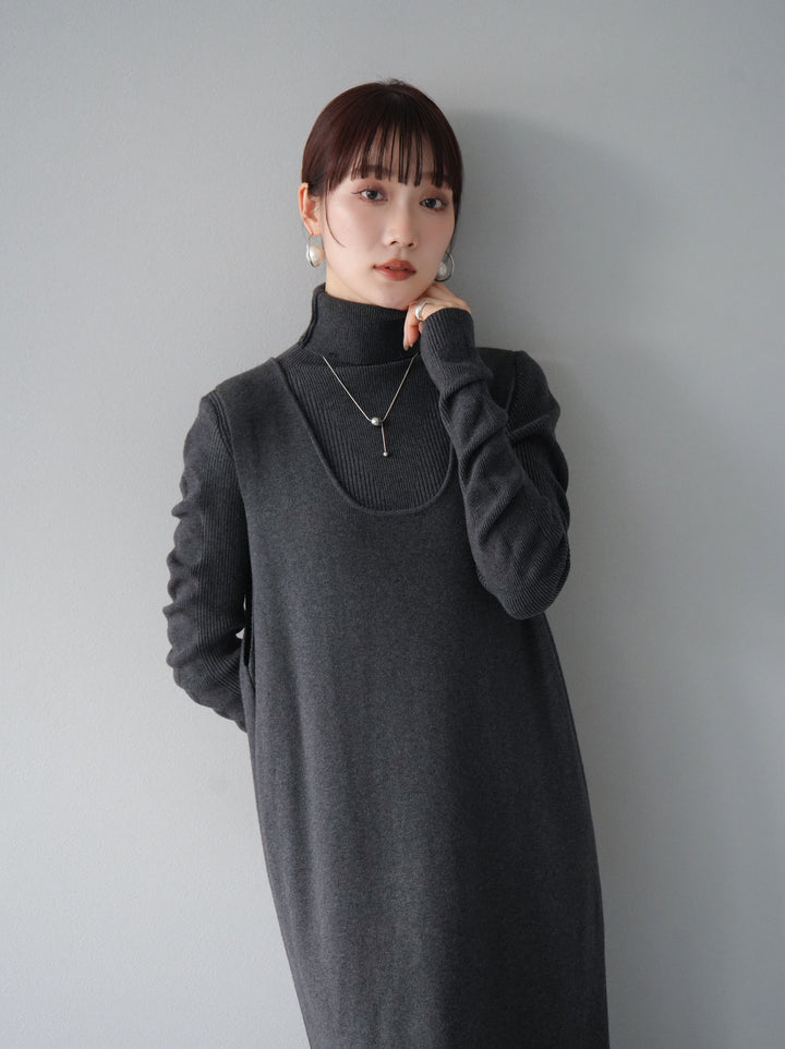 [SET] 設計袖高領針織＆無袖套裝 + 設計袖高領針織＆無袖套裝 (2set)