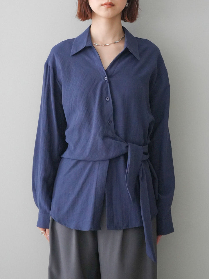 [予約]フロントアシンメトリーブラウス/blue