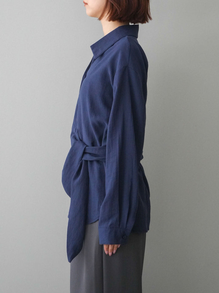 [予約]フロントアシンメトリーブラウス/blue
