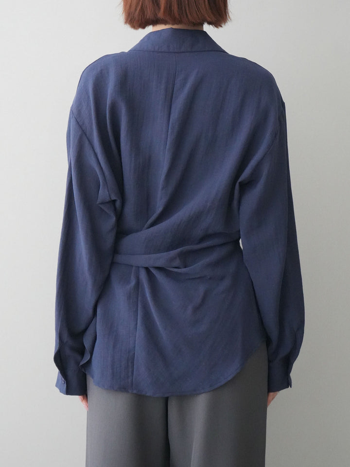 [予約]フロントアシンメトリーブラウス/blue