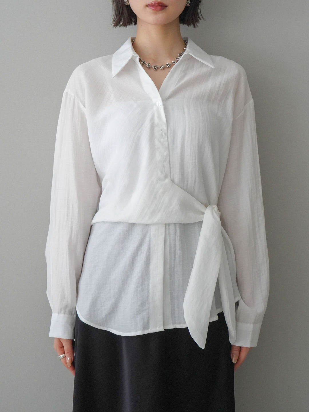 [予約]フロントアシンメトリーブラウス/white