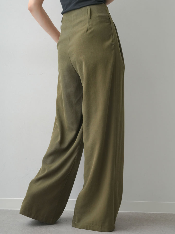 [予約]ツータックドレープストレートパンツ/khaki